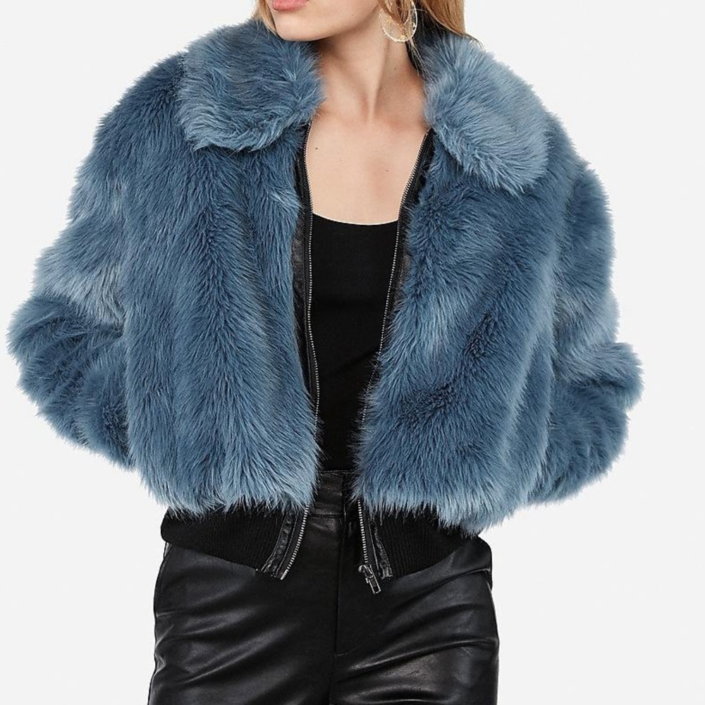 Express x negin mirsalehi | Faux Fur Bomber Jacket